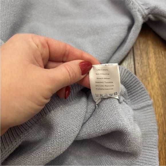 "BTFBM" Women's Ruffled Sweater-Blue-Small - Picture 11 of 11